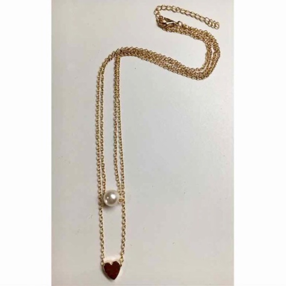 Boho Pearl Heart ♥️ Layered Choker Necklace - Picture 3 of 5